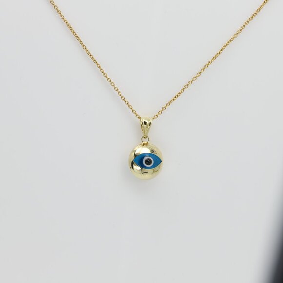 Cute Evil Eye Charm 14k Yellow Gold  Real 14k Gold Good Luck Eye - Picture 3 of 10